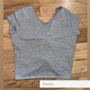 Gray Crop Top Bow Back